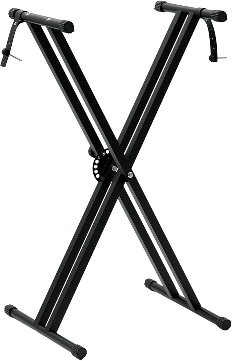 Crystals Double Braced X Frame Music Piano Keyboard Stand & Chair by ® (Double Braced Stand) - Image 1