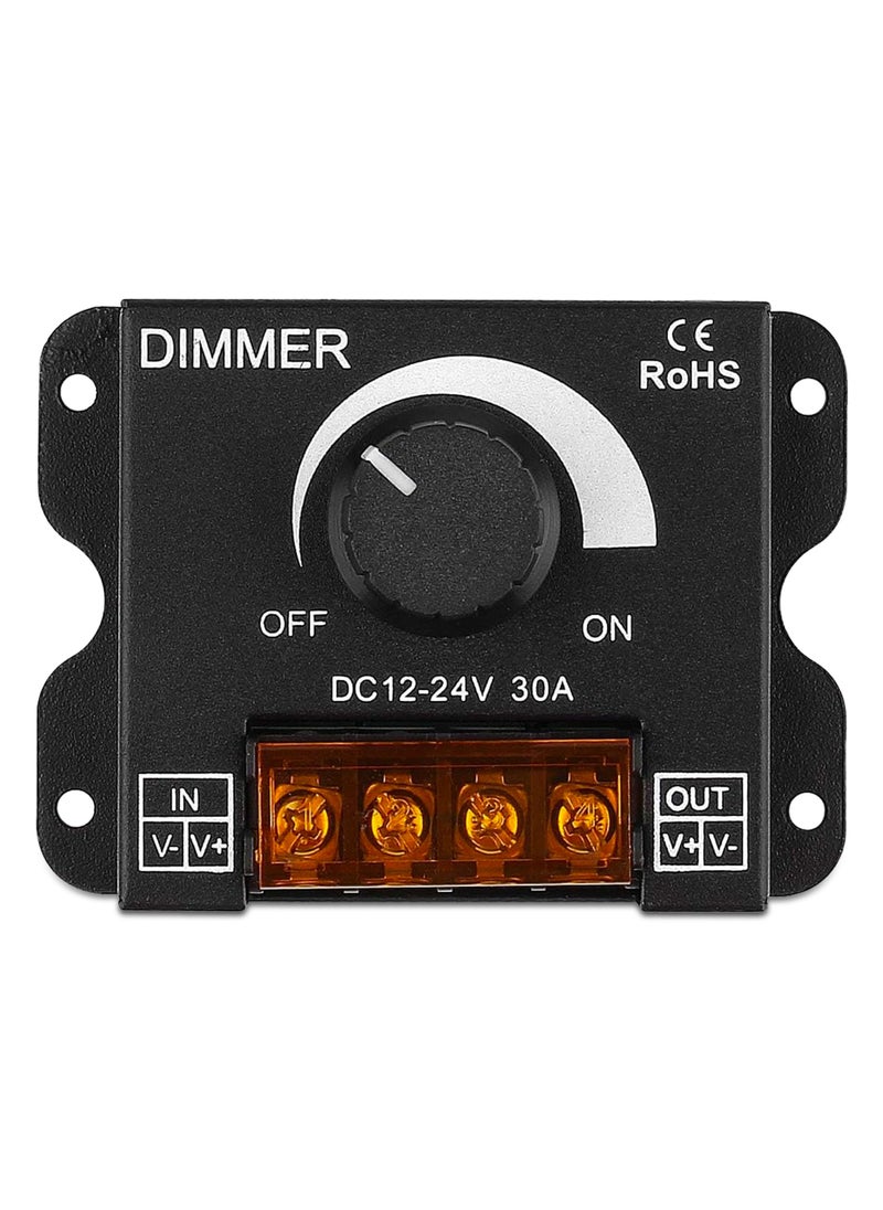 درافل Duravel DC 12V-24V 30A LED Light Dimmer، وحدة تحكم في التعتيم PWM مع مفتاح تشغيل/إيقاف، علبة من الألومنيوم لشرائط إضاءة LED 5050 3528، اضبط السطوع بدقة، أسود  - Image 1
