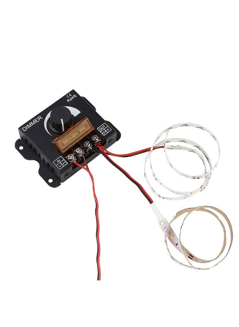 درافل Duravel DC 12V-24V 30A LED Light Dimmer، وحدة تحكم في التعتيم PWM مع مفتاح تشغيل/إيقاف، علبة من الألومنيوم لشرائط إضاءة LED 5050 3528، اضبط السطوع بدقة، أسود  - Image 3
