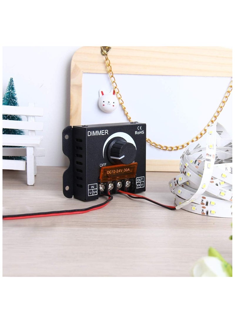 درافل Duravel DC 12V-24V 30A LED Light Dimmer، وحدة تحكم في التعتيم PWM مع مفتاح تشغيل/إيقاف، علبة من الألومنيوم لشرائط إضاءة LED 5050 3528، اضبط السطوع بدقة، أسود  - Image 4
