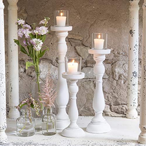WeddingStar Shabby Chic Spindle Candle Holder Set White - Image 2