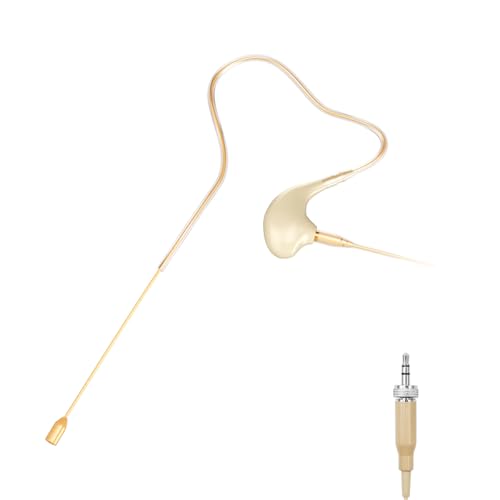 KIMAFUN HeadsetHeadworn Microphone Single Earset EarHook Over Ear Hanging Condenser Mic Compatible with Sennheiser Wireless System Bodypack Transmitter for Performance Theater Lecture Beige C2 - Image 1