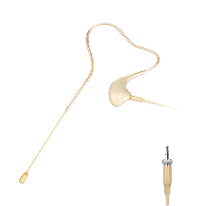 KIMAFUN HeadsetHeadworn Microphone Single Earset EarHook Over Ear Hanging Condenser Mic Compatible with Sennheiser Wireless System Bodypack Transmitter for Performance Theater Lecture Beige C2 - Image 2
