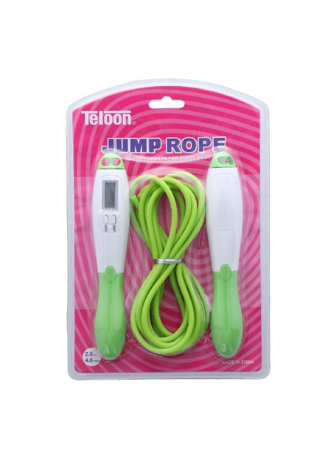 Plastic Handle Jump Rope with Counter White and Green 26.6 x 3.2 x 17.8 cm XYB-188