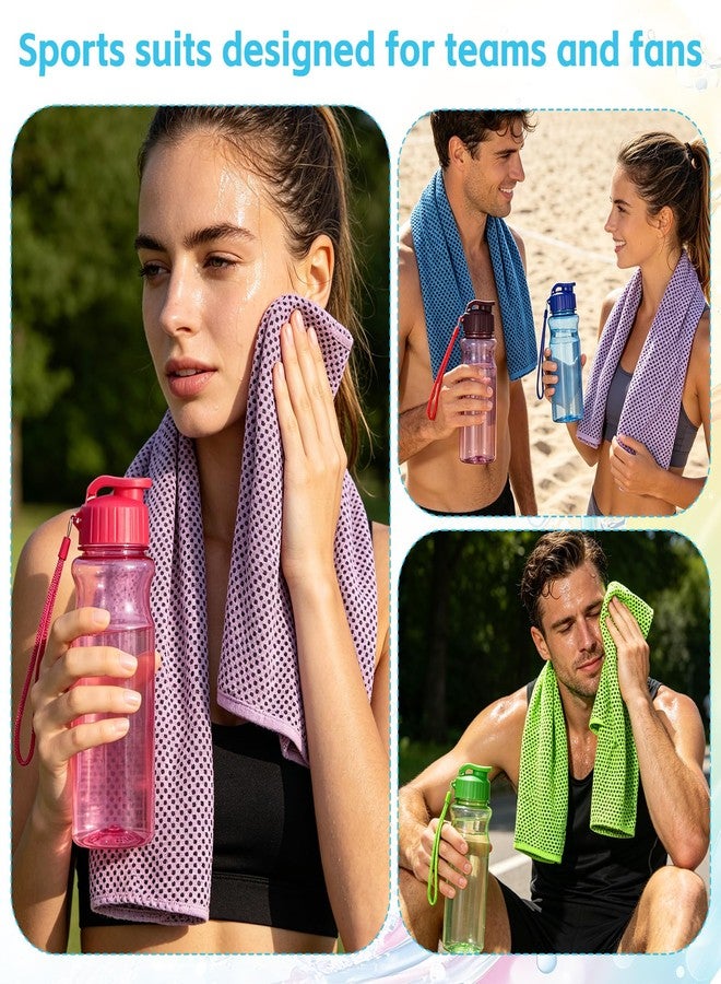 Wenceda 12 Packs Sports Water Bottles with 12 Cooling Towels,17 Ozs Plastic Large Bottles for Fitness Gym Travel,11.8x39 Inches Breathable Ice Towels - Image 5