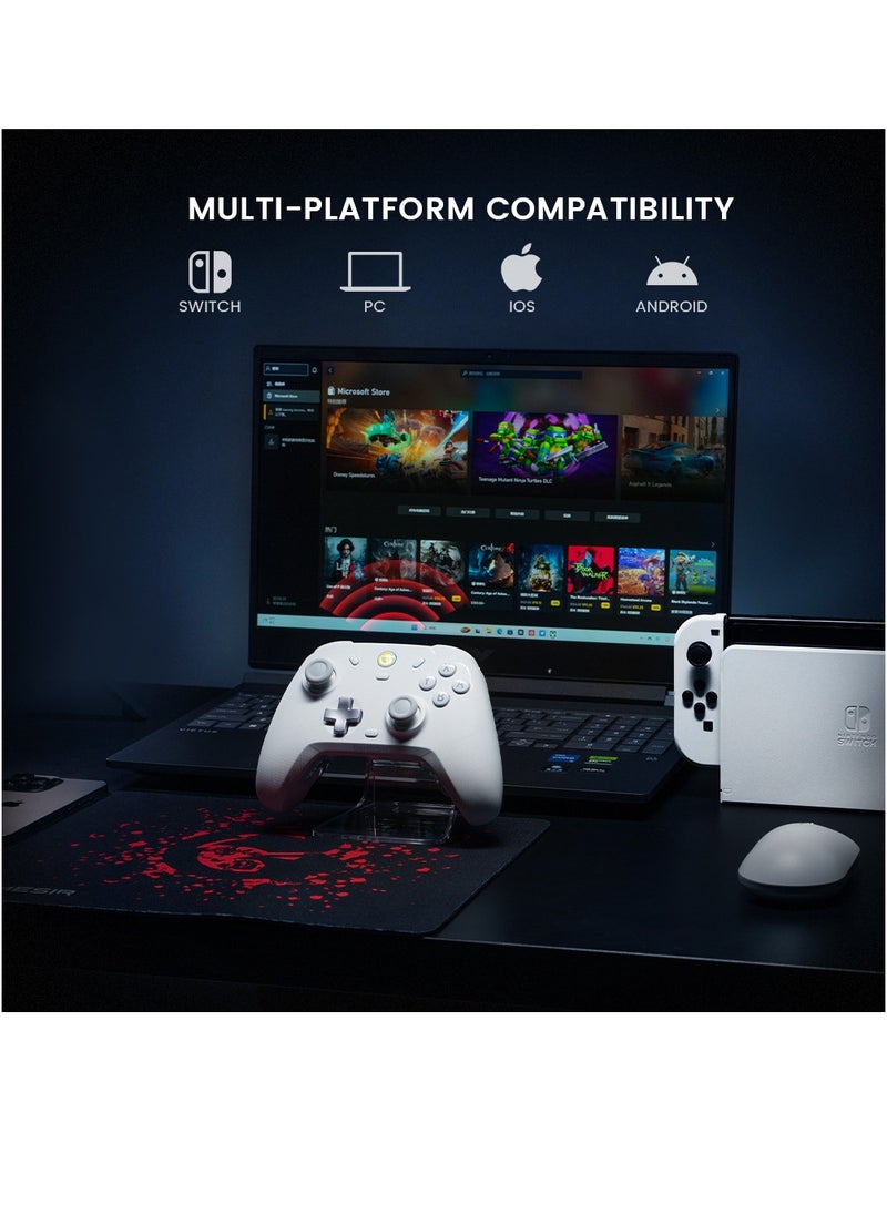 General - Wireless Gamepad GameSir T4 Cyclone Bluetooth Game Controller for Switch/Lite/OLED Switch Remote Gamepad with Hall Effect Sensing Joystick, Compatible with Steam Deck, Android, iOS, Windows White - Image 1
