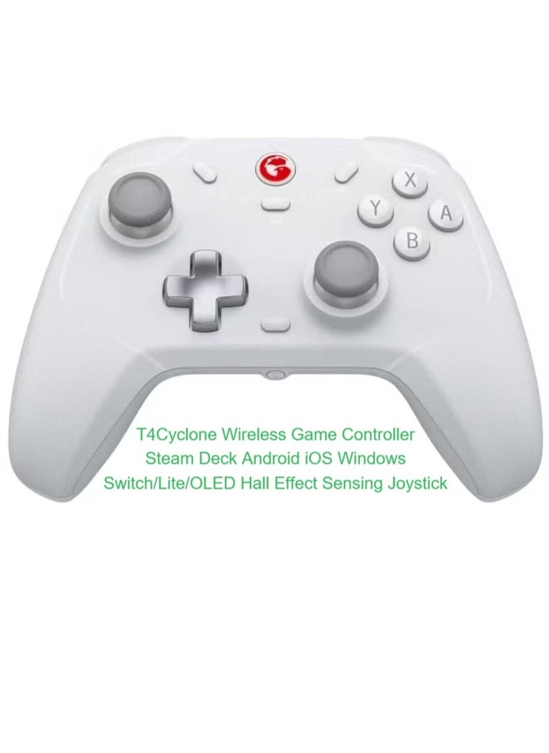 General - Wireless Gamepad GameSir T4 Cyclone Bluetooth Game Controller for Switch/Lite/OLED Switch Remote Gamepad with Hall Effect Sensing Joystick, Compatible with Steam Deck, Android, iOS, Windows White - Image 1