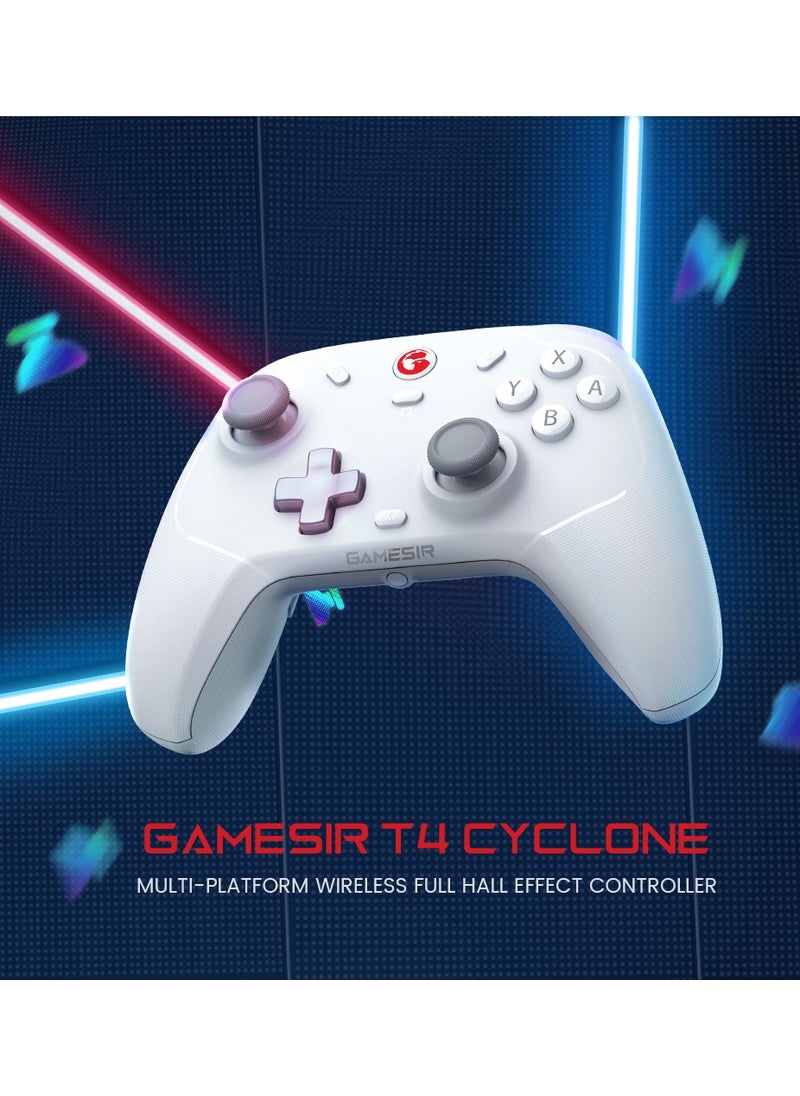 General - Wireless Gamepad GameSir T4 Cyclone Bluetooth Game Controller for Switch/Lite/OLED Switch Remote Gamepad with Hall Effect Sensing Joystick, Compatible with Steam Deck, Android, iOS, Windows White - Image 1