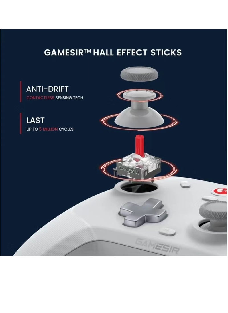 General - Wireless Gamepad GameSir T4 Cyclone Bluetooth Game Controller for Switch/Lite/OLED Switch Remote Gamepad with Hall Effect Sensing Joystick, Compatible with Steam Deck, Android, iOS, Windows White - Image 1