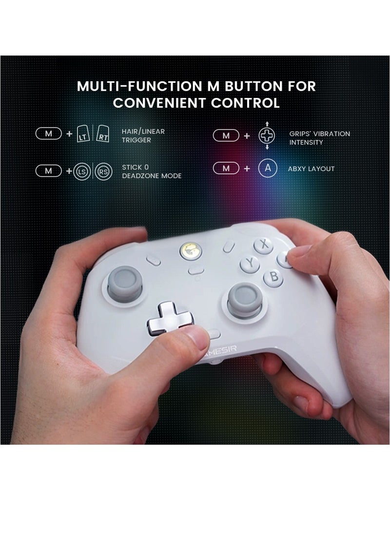 General - Wireless Gamepad GameSir T4 Cyclone Bluetooth Game Controller for Switch/Lite/OLED Switch Remote Gamepad with Hall Effect Sensing Joystick, Compatible with Steam Deck, Android, iOS, Windows White - Image 1