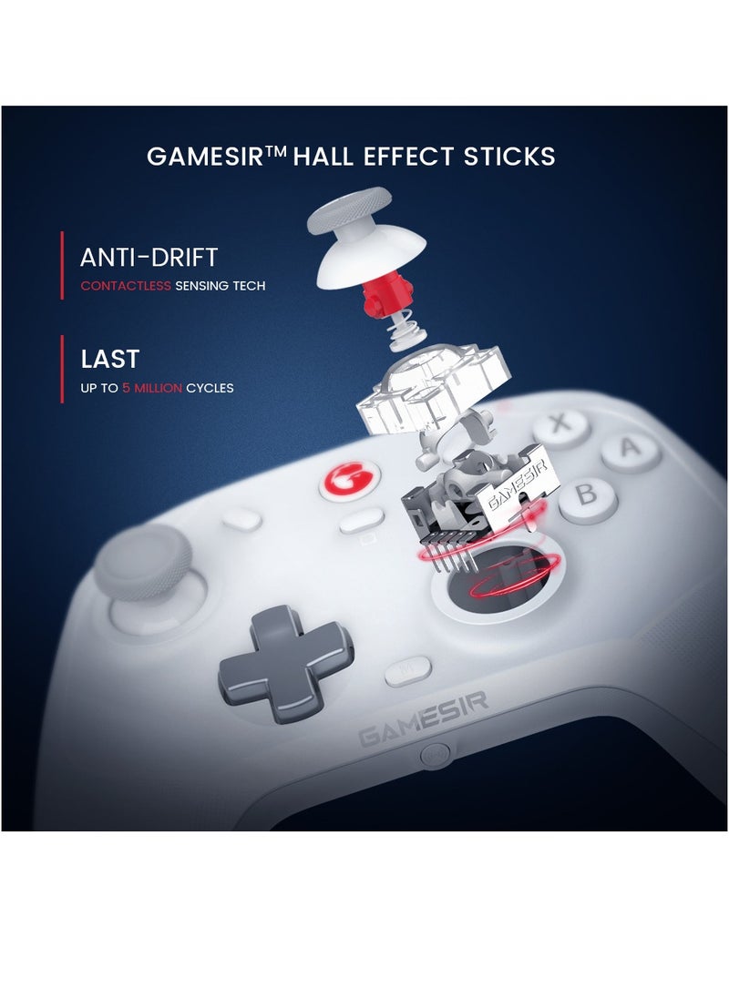 General - Wireless Gamepad GameSir T4 Cyclone Bluetooth Game Controller for Switch/Lite/OLED Switch Remote Gamepad with Hall Effect Sensing Joystick, Compatible with Steam Deck, Android, iOS, Windows White - Image 1