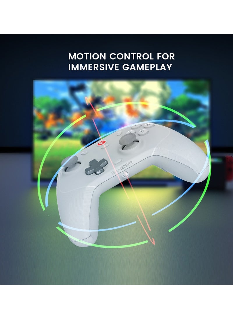 General - Wireless Gamepad GameSir T4 Cyclone Bluetooth Game Controller for Switch/Lite/OLED Switch Remote Gamepad with Hall Effect Sensing Joystick, Compatible with Steam Deck, Android, iOS, Windows White - Image 1