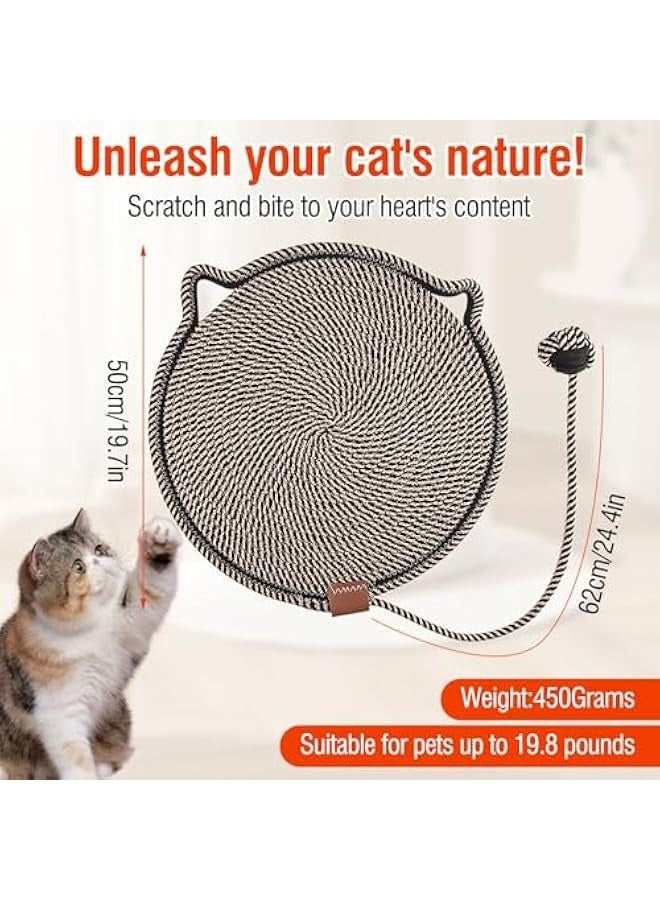 50cm/19.7in Cat Scratching Mat, Wear-resistant Waterproof Cotton Rope Cat Scratching Mat, Cat Shape Cute Cat Scratching Mat for Indoor Cats, Door, Sofa, Carpet and Furniture Protector,Black - Image 2