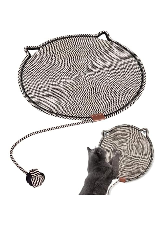 50cm/19.7in Cat Scratching Mat, Wear-resistant Waterproof Cotton Rope Cat Scratching Mat, Cat Shape Cute Cat Scratching Mat for Indoor Cats, Door, Sofa, Carpet and Furniture Protector,Black - Image 1