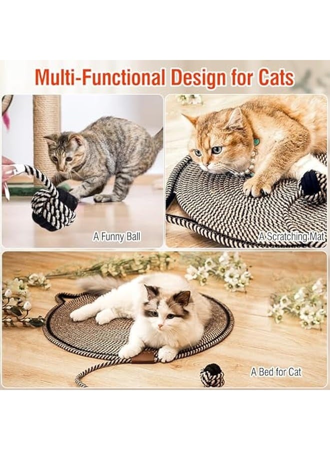 50cm/19.7in Cat Scratching Mat, Wear-resistant Waterproof Cotton Rope Cat Scratching Mat, Cat Shape Cute Cat Scratching Mat for Indoor Cats, Door, Sofa, Carpet and Furniture Protector,Black - Image 4