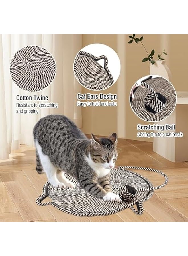 50cm/19.7in Cat Scratching Mat, Wear-resistant Waterproof Cotton Rope Cat Scratching Mat, Cat Shape Cute Cat Scratching Mat for Indoor Cats, Door, Sofa, Carpet and Furniture Protector,Black - Image 3