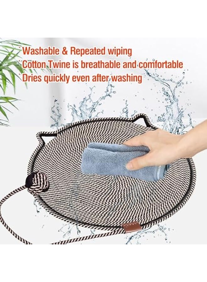 50cm/19.7in Cat Scratching Mat, Wear-resistant Waterproof Cotton Rope Cat Scratching Mat, Cat Shape Cute Cat Scratching Mat for Indoor Cats, Door, Sofa, Carpet and Furniture Protector,Black - Image 5