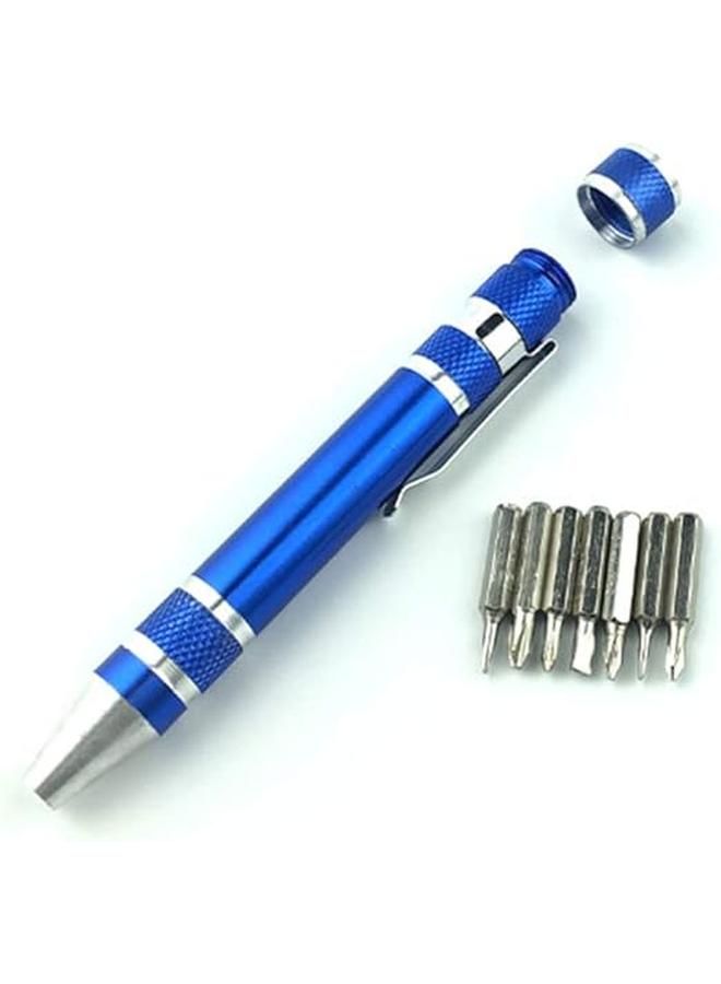 طقم مفك قلم متعدد الوظائف، براغي مغناطيسية، طقم 8 قطع، أزرق - Image 3