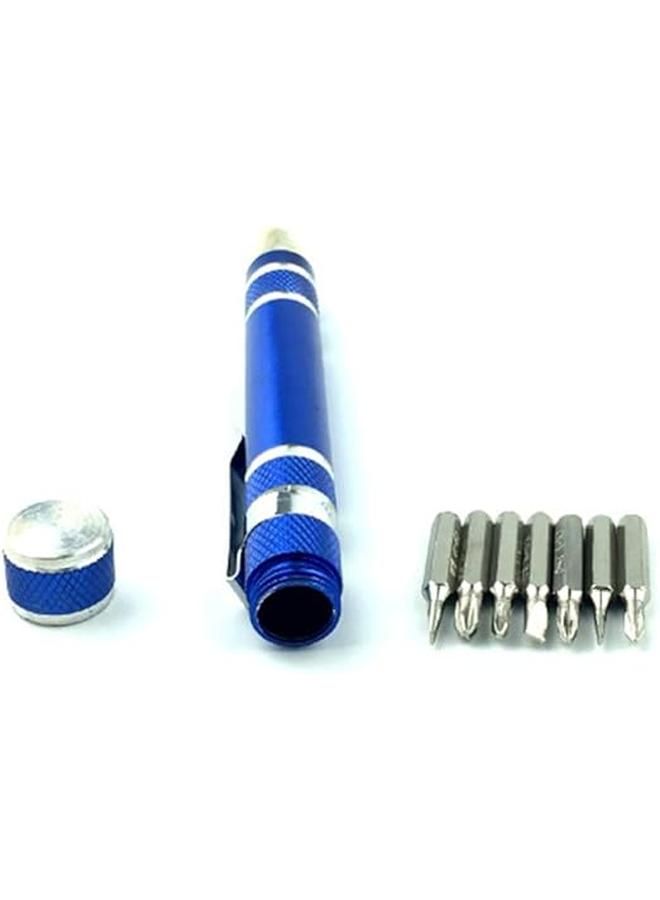 طقم مفك قلم متعدد الوظائف، براغي مغناطيسية، طقم 8 قطع، أزرق - Image 4