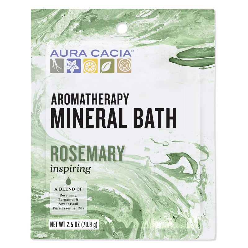 Aura Cacia Aromatherapy Mineral Bath, Inspiring Rosemary, 2.5 Ounce Packet (Pack of 3)