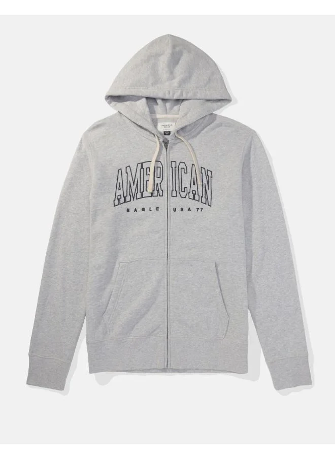 American Eagle Logo Fleece Graphic Zip-Up Hoodie