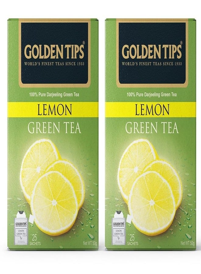Golden Tips Fresh & Flavoured Lemon Green Tea Bags Box (100gm- 50 Tea bags) - Image 1