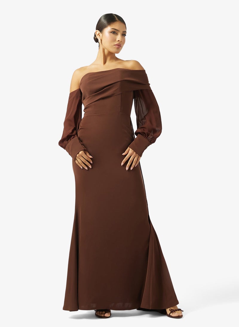 Iyra Off-Shoulder Puff Sleeve Flared Hem Dress - Image 5