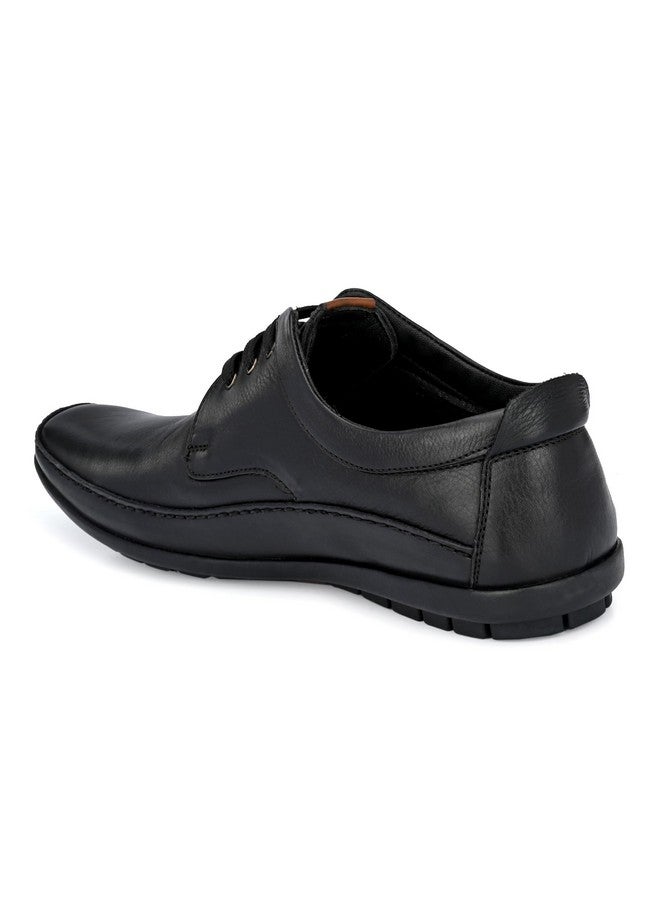 egoss Stretch Premium Genuine Leather Derby Formal Shoes for Men (Black-9)-GS-247 - Image 3