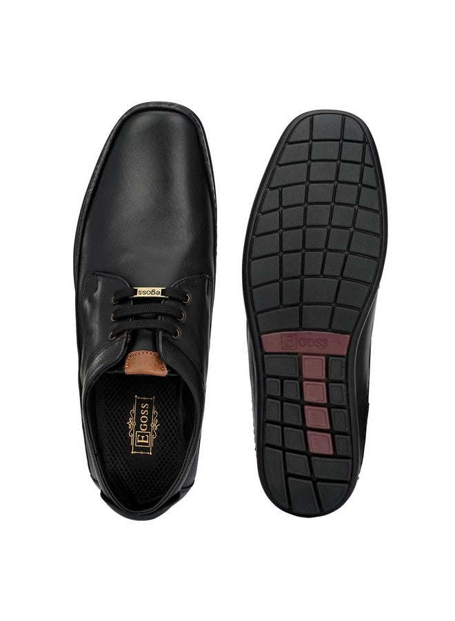 egoss Stretch Premium Genuine Leather Derby Formal Shoes for Men (Black-9)-GS-247 - Image 5