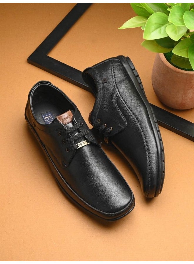 egoss Stretch Premium Genuine Leather Derby Formal Shoes for Men (Black-9)-GS-247 - Image 2