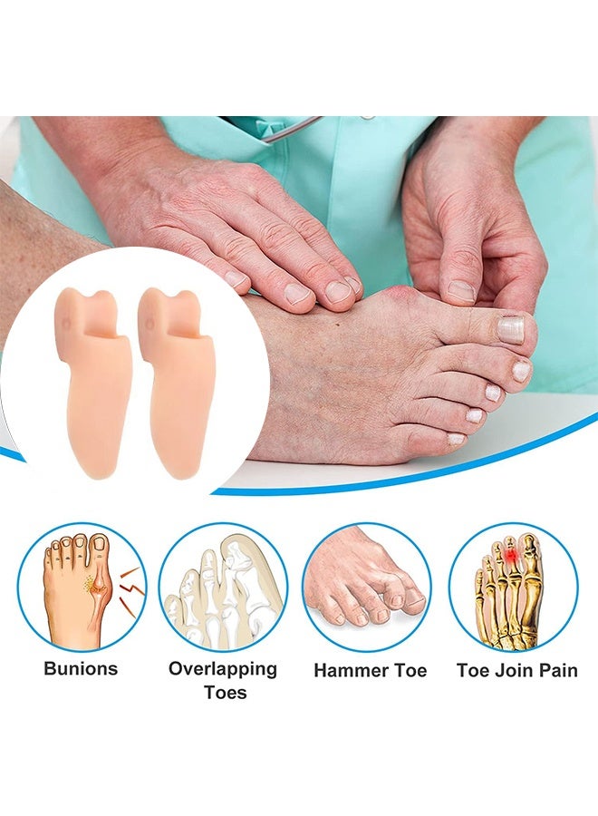 2 أزواج هلام سيليكون مصحح اربع نصوص حامي فاصل مقاوم ، واقي مصحح ورم ورم ، ومواقف الوسائد للبارز للرجال النساء (البيج) (بيج) - Image 2