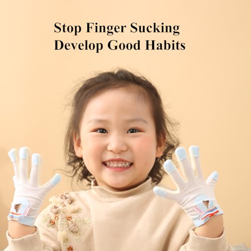 HS&ROXIN Thumb Sucking Gloves 5 Fingers Sucking Guard Stop Thumb Sucking and Nail Biting for Kids Ages 6 Months to 8 Years L - Image 3