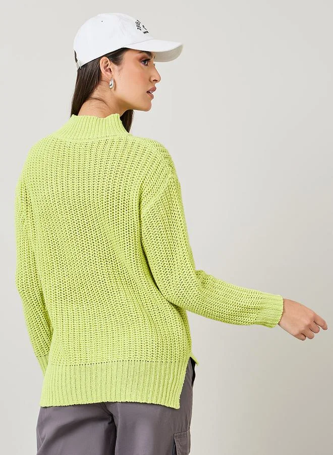 Styli Regular Fit Chunky Knit High Neck Sweater
