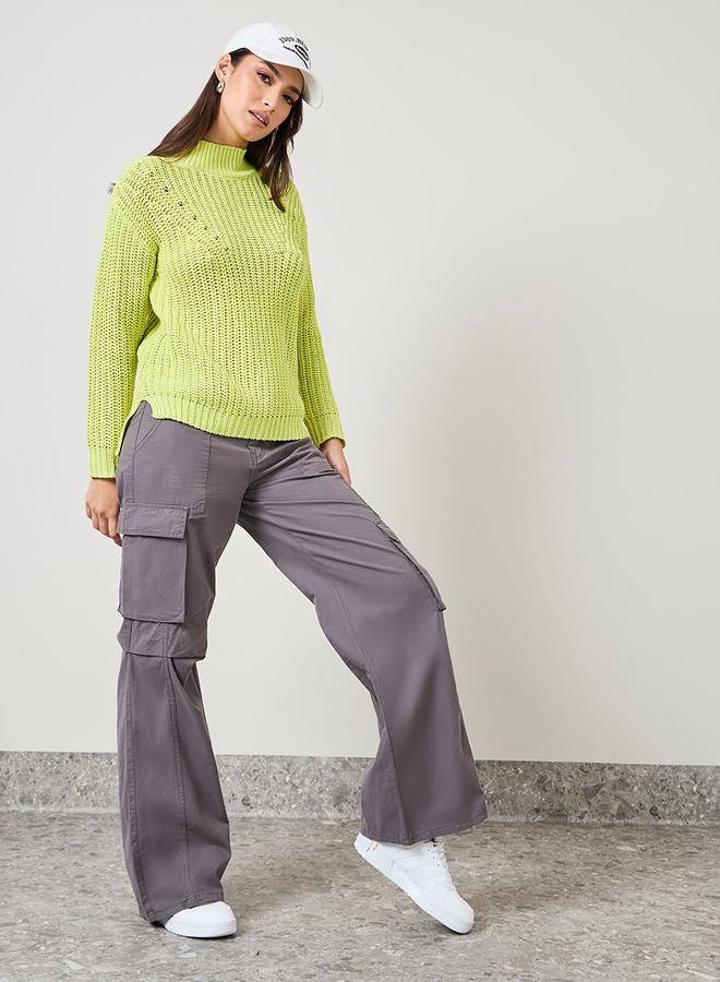 Styli Regular Fit Chunky Knit High Neck Sweater  - Image 2