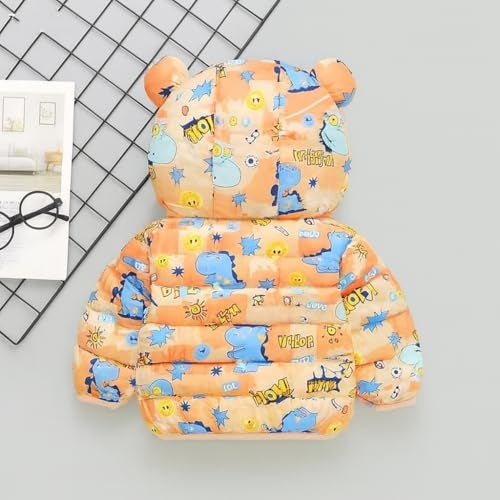 Bold N Elegant All Over Cartoon Print Kids Winter Puffer Bomber Jacket Coat for Little Boys & Girls (IN, Age, 4 Years, 5 Years, Orange) - Image 5