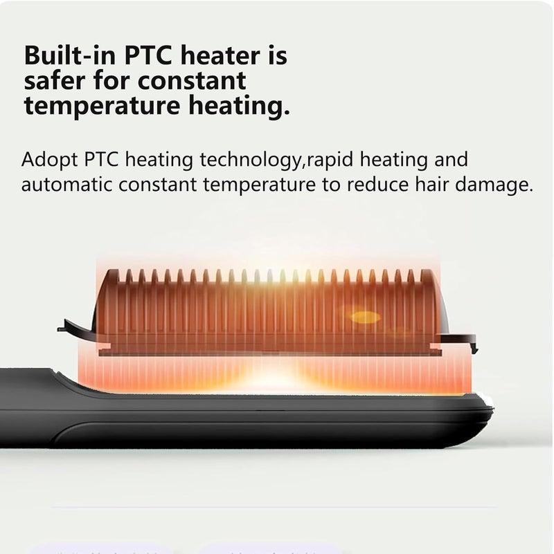 TELANPU Hair Straightener Brush, Hair Iron with Built-in Comb, Fast Heating & 4 Temp Settings & Anti-Scald, Suitable for Professional Salon at Home, Reduces Styling Time (Black) - Image 5