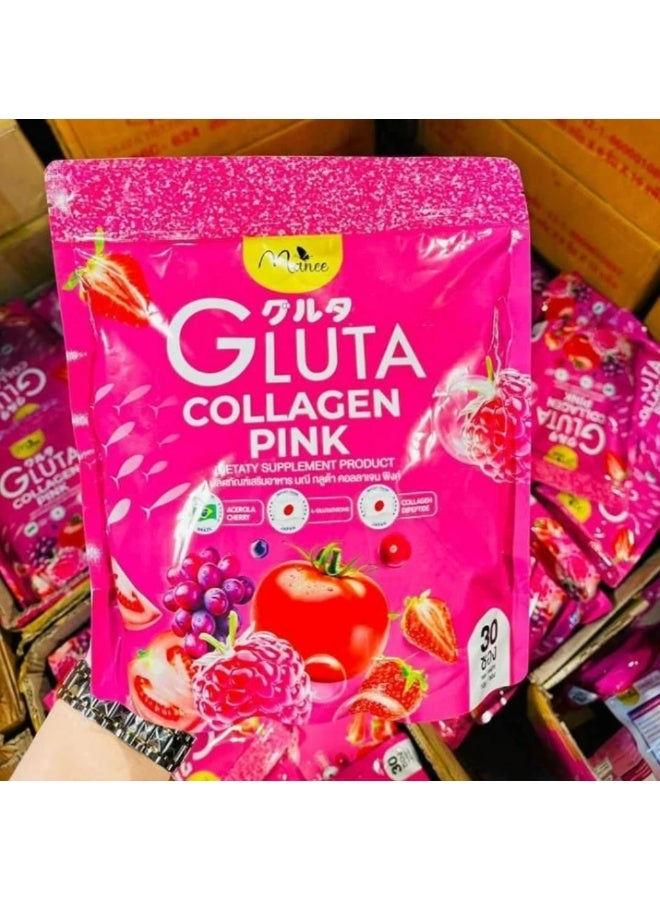 Gluta مكمل غذائي ماني جلوتا كولاجين الوردي مع L-جلوتاثيون، ببتيد الكولاجين وكرز الأسيrola - Image 1