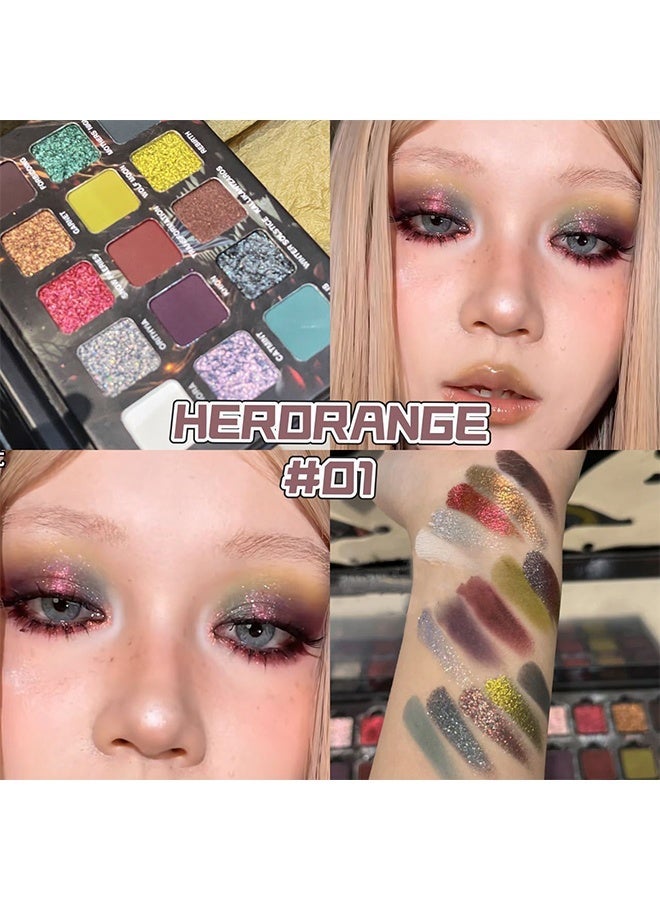 HERORANGE Underground Color 15-Color Eyeshadow Palette, Multi-Tone Gradient Nude Smokey Eyeshadow, Pearlescent, Matte and Glittery Long-Lasting Makeup Palette, Suitable for Daily Use and Parties. - Image 2