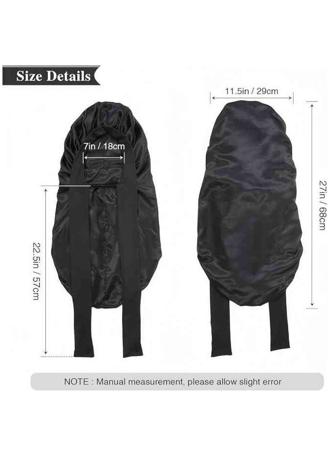 Generic Long Satin Bonnet for Braids - Elastic Silk Hair Bonnets for Sleeping Night Cap Stretchy Tie Band for Women  - Image 2