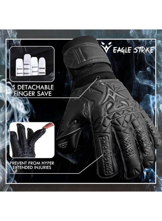 Eagle Strike Soccer Goalie Gloves - Fingers Protection, Sizes 5 to 11, 4mm German Giga Latex Pro-Level Gloves - Image 2