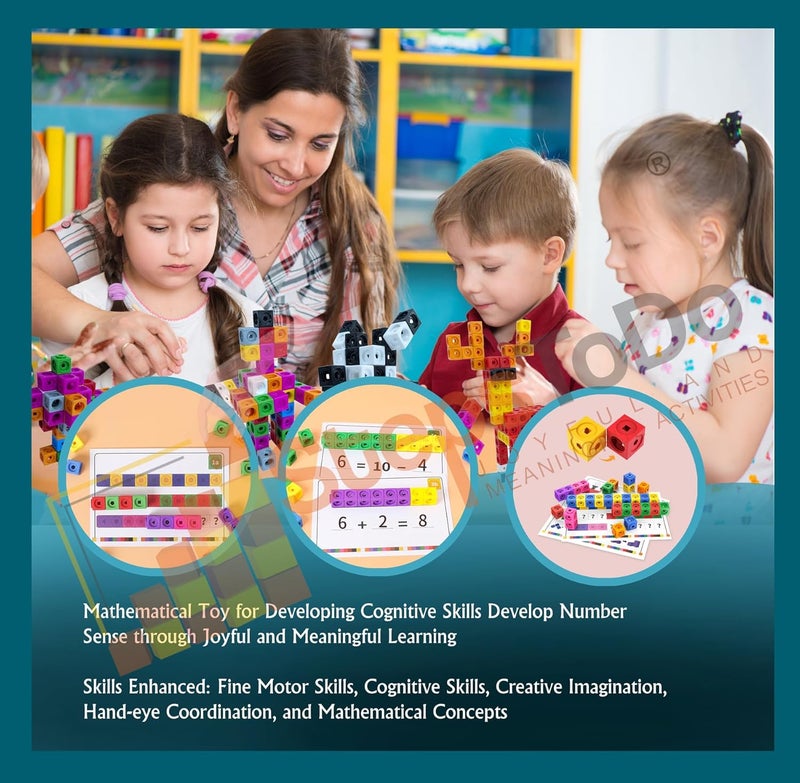 StepsToDo Math Learning Cubes Set 200 Number Blocks, 200 Face Plates, 108 Stickers, 20 Activity Cards, Activity Guide Hands-On STEM Educational Toy for Kids, Counting, Patterns, Place Value - Image 5