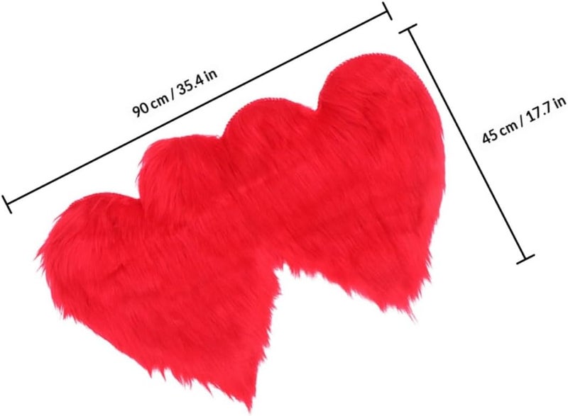 FRCOLOR Heart-Shaped Floor Rug for Bedroom, 45x90cm Red Soft Plush Carpet, Non-Slip Heart Home Decor Rug for Couples Living Room and Bedroom - Image 2