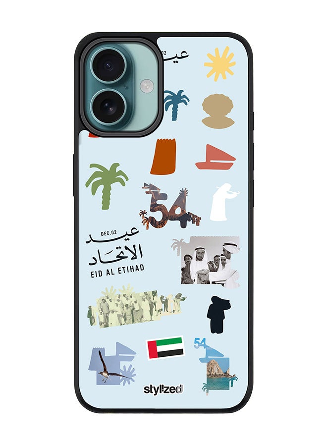 Stylizedd for iPhone 16 Plus Case [Compatible with MagSafe] Magnetic cover Slim fit Camera Protection, Shockproof Thin Phone Case- Eid Al Etihad 54th UAE National Day, Light Blue - Image 1