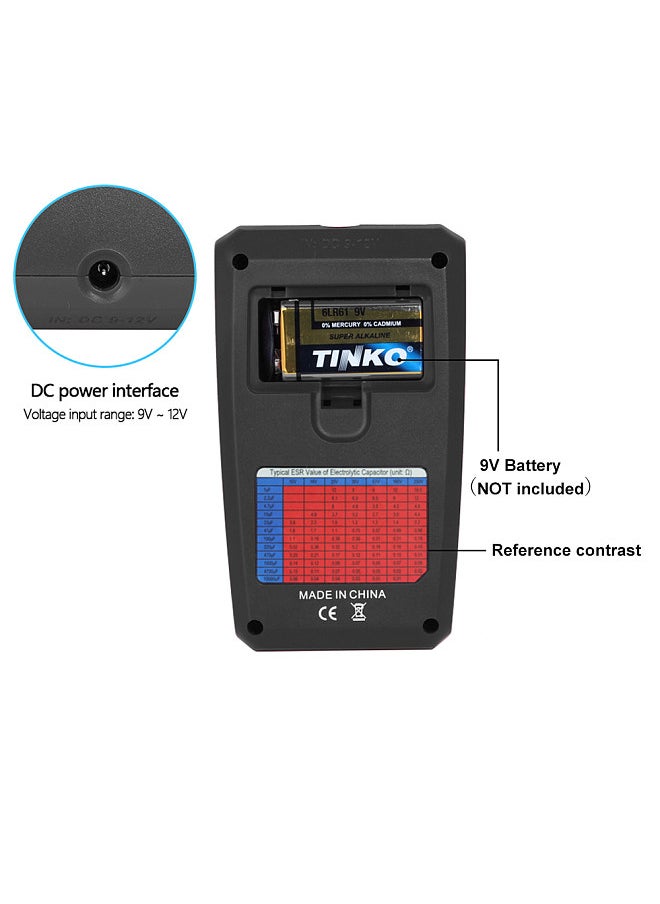 ESR02 Pro Transistor Tester Multifunctional Digital Tester Diode Triode Resistor Capacitance Inductance MOSFET NPN PNP Triac MOS Detector with Test Clip