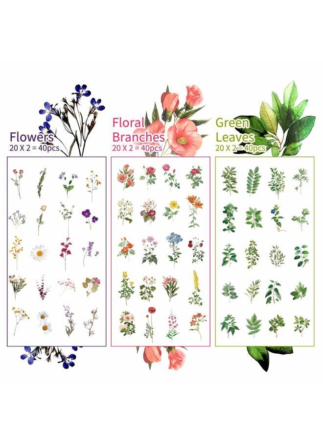 Mayplous - 6 Packs Scrapbook Stickers Flower Stickers Decoration Sticker Planner Stickers Assorted in Plant Stickers Clear PET for Scrapbooking Diary Album Journals DIY Arts and Crafts (Monet) - Image 1
