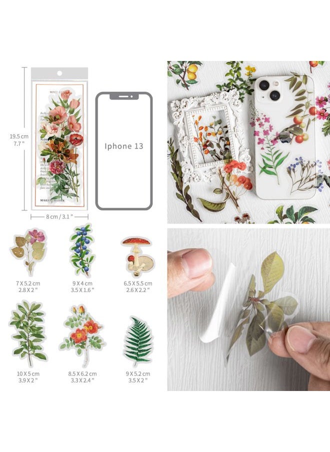 Mayplous - 6 Packs Scrapbook Stickers Flower Stickers Decoration Sticker Planner Stickers Assorted in Plant Stickers Clear PET for Scrapbooking Diary Album Journals DIY Arts and Crafts (Monet) - Image 1