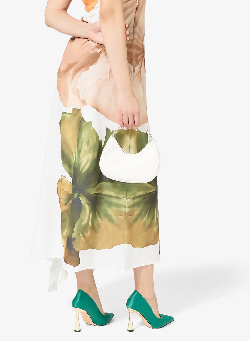 Ella Limited Edition Green satin pump with sculpted metallic heel, pointed toe - Image 5