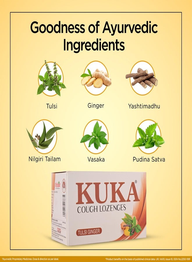 Multani معينات السعال من ملتاني كوكا | تولسي-زنجبيل (8 × 6) أيورفيدية | تخفيف السعال والتهاب الحلق ومشاكل الحلق الأخرى | منتجات أيورفيدية لتخفيف السعال | تولسي-زنجبيل (48 معينة) - Image 3