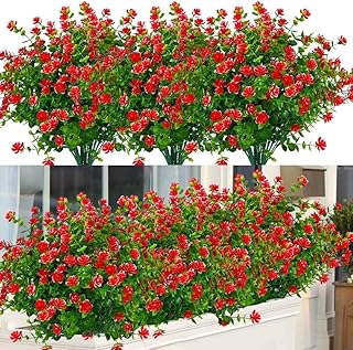 ArtBloom ArtBloom 6 Bundles Outdoor Artificial Flowers UV Resistant Fake Boxwood Plants, Faux Plastic Greenery for Indoor  - Image 1