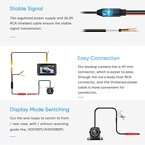 PixelMan Backup Camera,AHD 1080P Metal 170 Degree Wide Angle Rearview Reversing Camera,PMD2A-S Clear Night Vision IP69 Waterproof Reverse Rear View Camera for Car Vehicle SUV RV - Image 5
